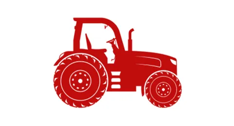 Eine Grafik von einem rote eingfärbten Traktor