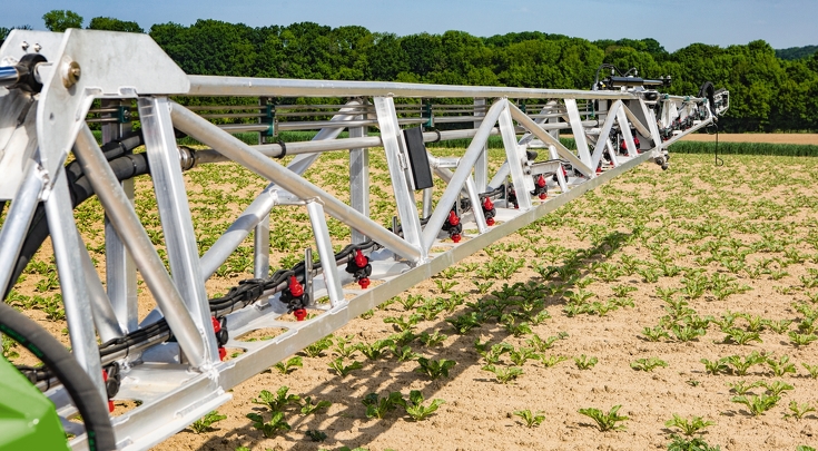 Nahaufnahme des Gestänge des Fendt Rogator 600