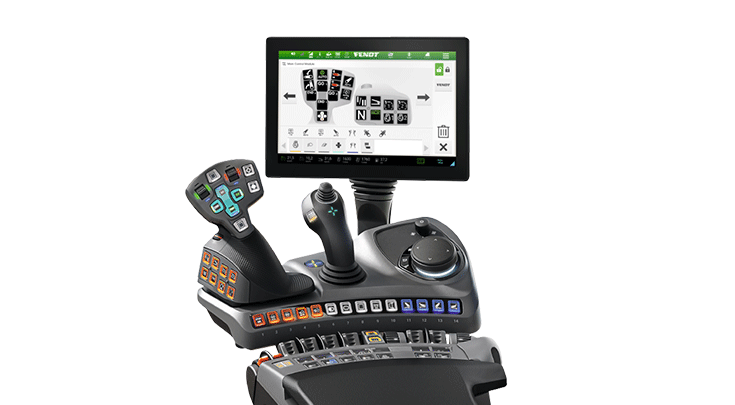 Profi Setting 2 des Fendt 500 Vario mit 12" Terminal und Joystick.