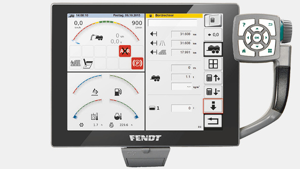 Terminalscreen der Ertragsmessung des Fendt Katana mit VarioDoc Pro