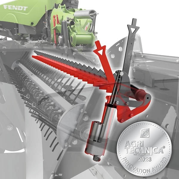 Frontmähwerk Slicer FQ CGI  mit Hervorhebung der Steuerung der Aufbereiterintensität mit Innovation Award