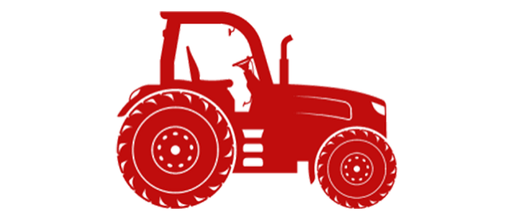 Eine Grafik von einem rote eingfärbten Traktor