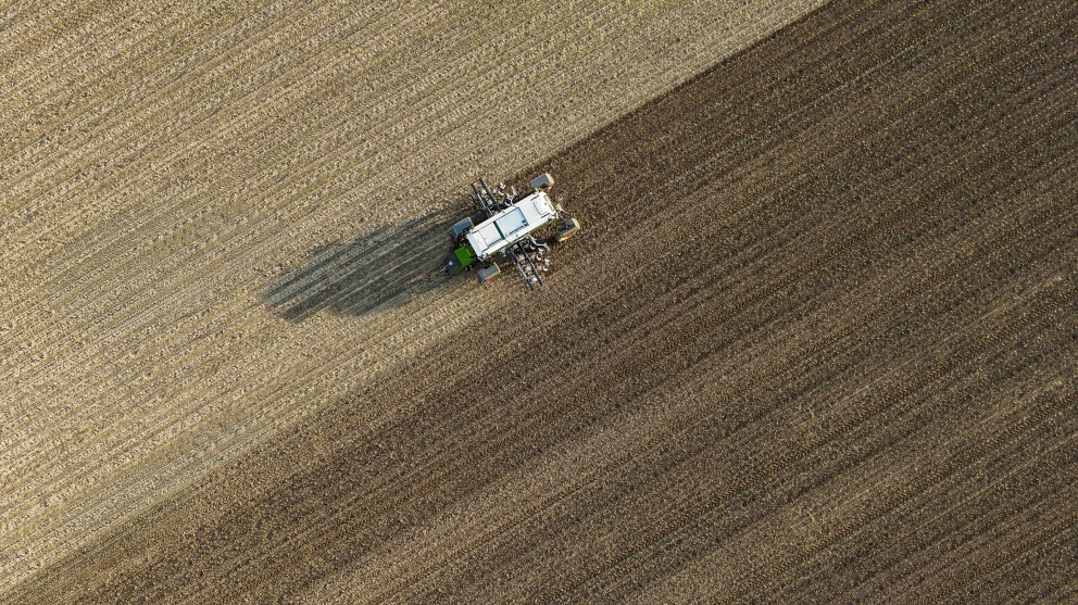 Drohnenaufnahme Fendt Xaver GT
