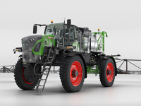 A green Fendt Rogator with steel tank