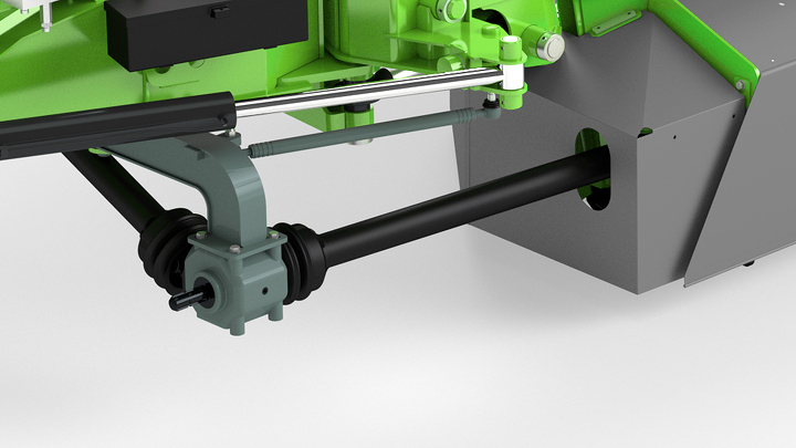 Drive shaft with freewheel and overload protection Close-up of drive shaft with freewheel and overload protection