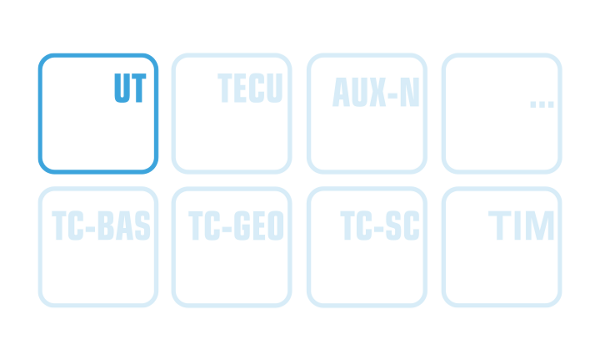 Logo Universal Terminal (UT) White-blue Universal Terminal logo