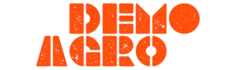 oranges Logo mit Schriftzug Demoagro auf weißem Hintergrund