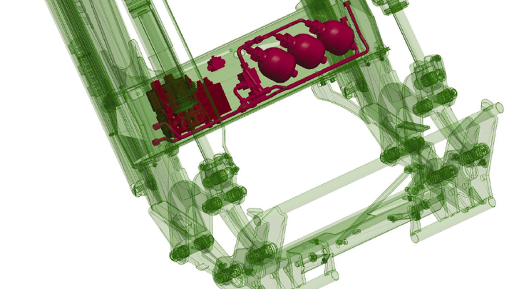 Fendt Cargo Frontlader Hydraulikkomponenten CGI Darstellung