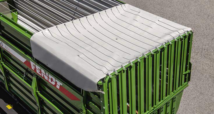 Fendt Tigo Ladewagen Begrenzungsplane Detailaufnahme