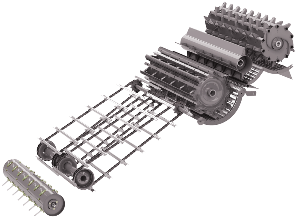 Fendt L-Serie Power Feed Roller und Multi Crop Separator Plus Darstellung des Power Feed Roller und Multi Crop Separator Plus