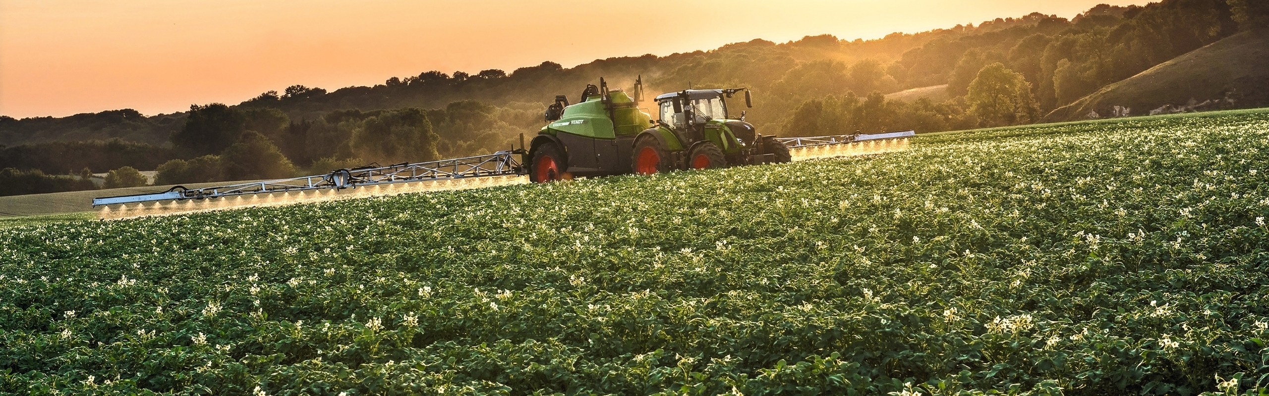 Fendt Rogator 300 im Einsatz bei Sonnenuntergang