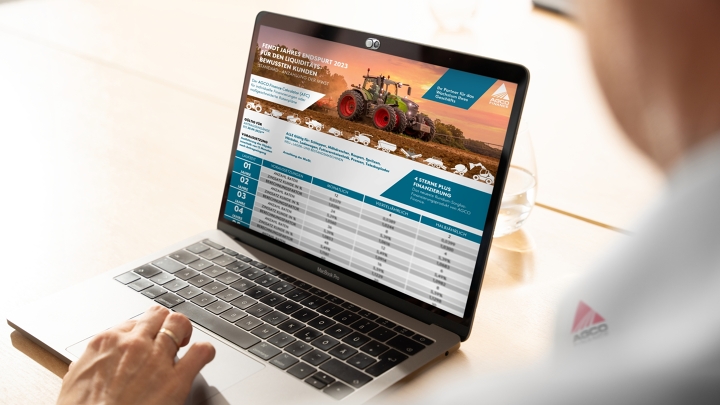 Ansicht eines Händler-Laptops für die AGCO Finanzierung von Fendt Landmaschinen