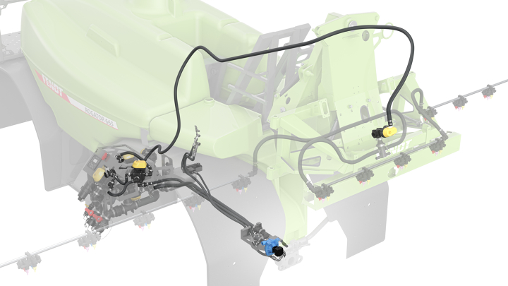 Freigestellte CGI-Darstellung des Reinigungssystems am Fendt Rogator 600 Gen2