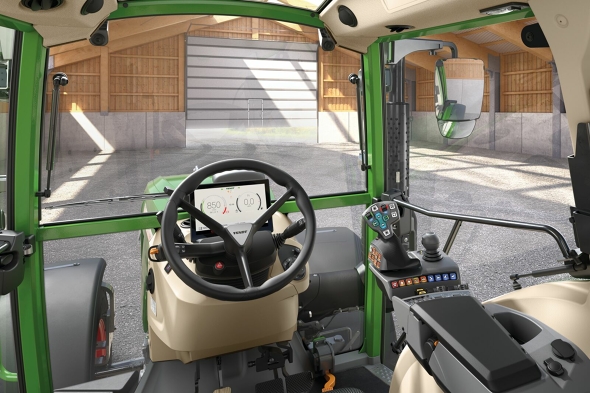 Fendt 200 Vario Power Setting 2 Ansicht aus Fahrerperspektive