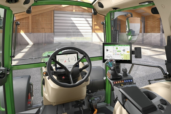 Fendt 200 Vario Profi+ Setting 1 Ansicht aus Fahrerperspektive