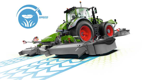 CGI Fendt Slicer Front- und Heckmähwerk.
