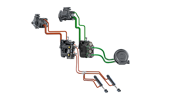 Ansicht zweier Pumpen für maximale Hydraulikleistung im Fendt 1000 Vario