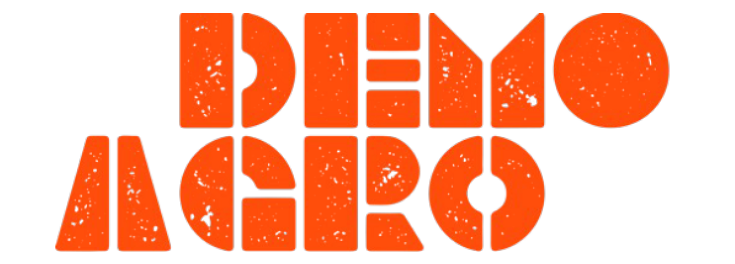 Logo Demoagro oranges Logo mit Schriftzug Demoagro auf weißem Hintergrund