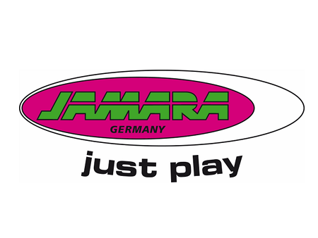 Logo Jamara Germany Pinkes Logo mit grüner Aufschrift von Jamara Germany