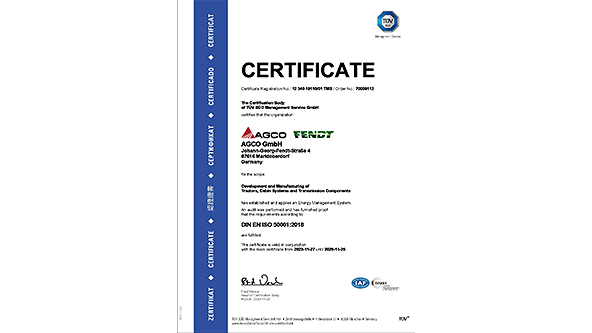 Abbildung des Zertifikats für Energiemanagementsysteme DIN•EN•ISO 50001
