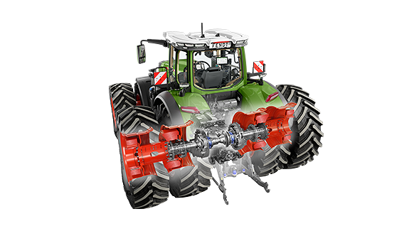 CGI Ansicht der Stummel-Hinterachse & Duo-Radnabe beim Fendt 1000 Vario