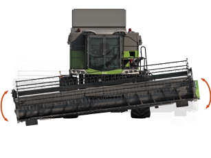 Detailaufname AutoLevel-­Schneid­werksregelung Fendt L-Serie Mähdrescher.