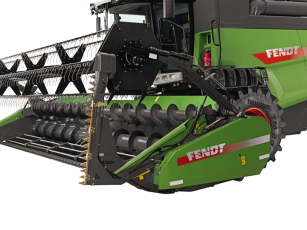 Nahaufnahme der Rapsschnecke des Fendt L-Serie Mähdreschers.