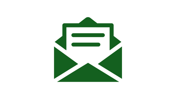 Grønt ikon for en kuvert