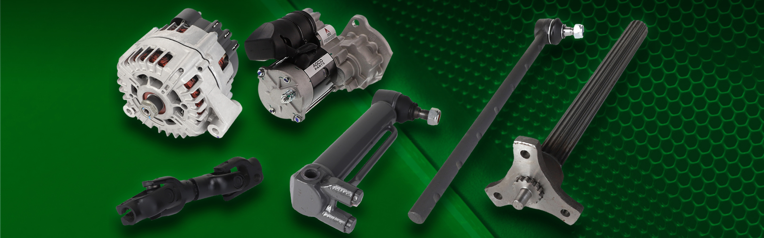 Hovedmotivet for AGCO Parts Maintain-kampagnen 2025 Flere reservedele på grøn baggrund som kampagnemotiv