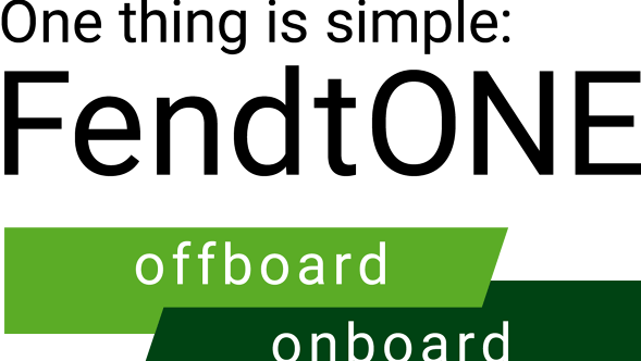 FendtOne onboard - offboard logo "ONE THING IS SIMPLE: FendtONE" logo hallil taustal