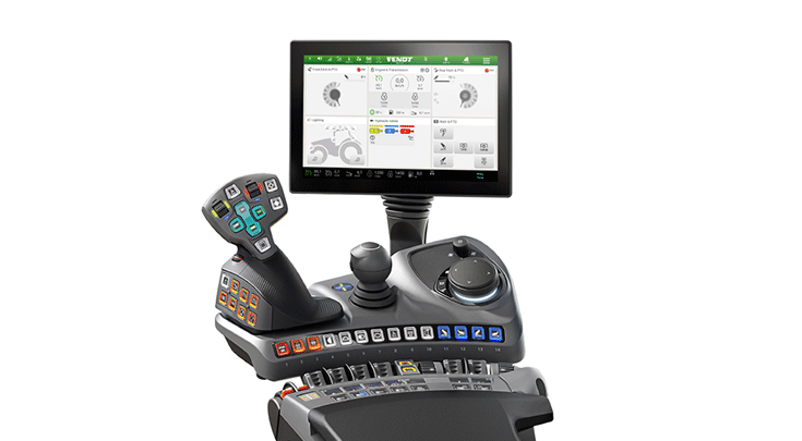 Fendt 900 Profi Setting 1 con joystick monomando en cruz.