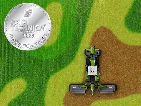 Fendt Slicer desde arriba con la medalla de plata del Innovation Award