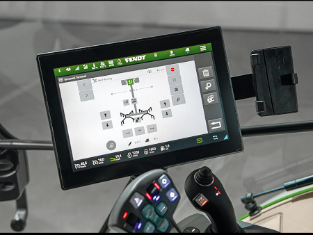 Detalle de un terminal Fendt con opciones de ajuste ISOBUS.