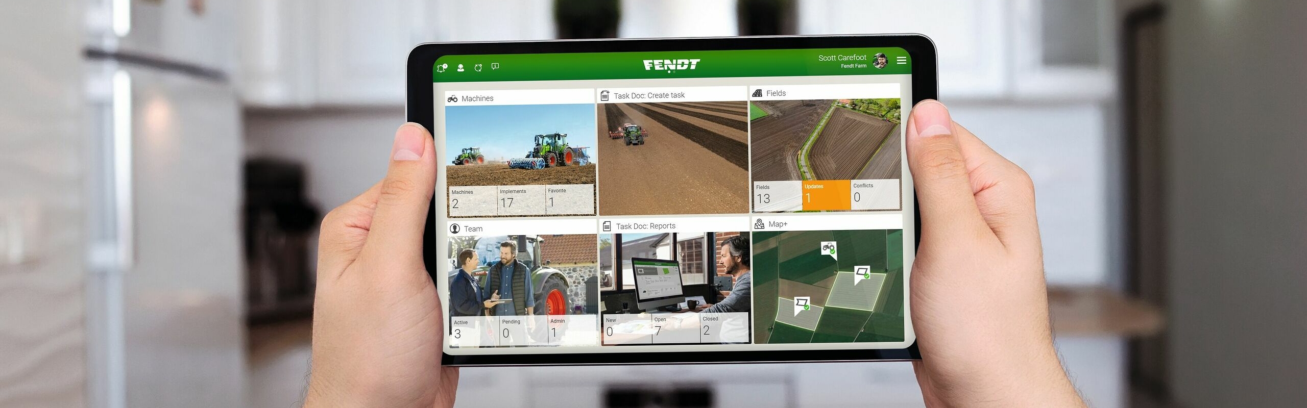Vista de una tablet con casilla de actividad en FendtONE offboard
