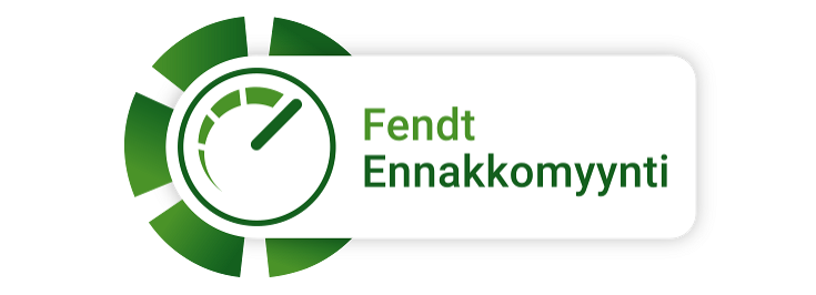 Fendt Ennakkomyynti 2026 Vihreä Fendtin kampanja-banneri, jolla teksti ” Fendt Ennakkomyynti”