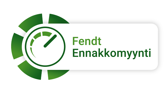 Fendt Ennakkomyynti 2026 Vihreä Fendtin kampanja-banneri, jolla teksti ” Fendt Ennakkomyynti”