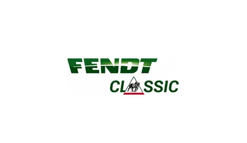 Logo du Fendt Classic Club International sur fond blanc, sur lequel figure le logo Fendt, avec en dessous  le mot « CLASSIC », le « A » étant remplacé par le logo triangulaire Dieselross.