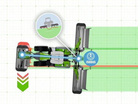 Déport latéral automatique de la faucheuse frontale Fendt Slicer