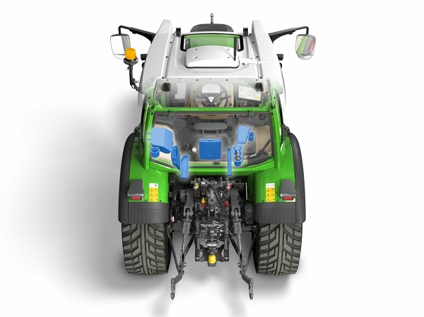 Beaucoup d'espace de rangement dans la cabine d'un Fendt e100 Vario