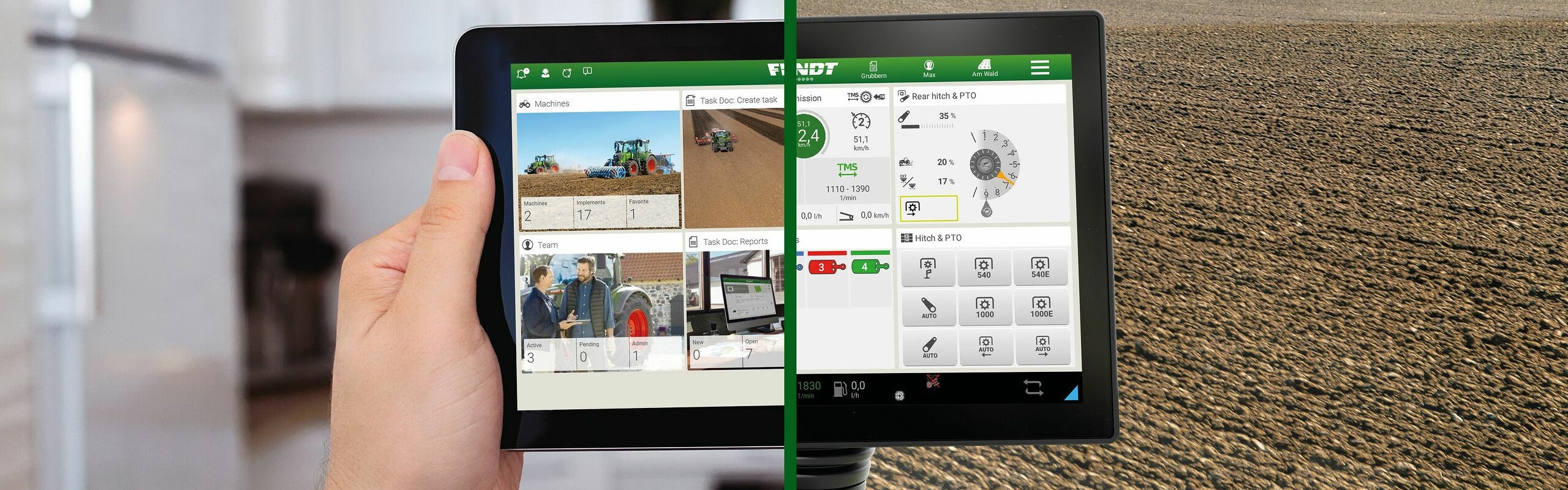 Vue d’un ordinateur portable sur FendtOne onboard – offboard