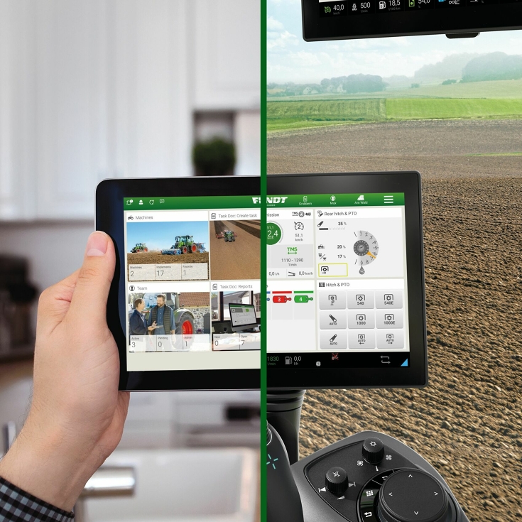 Représentation d’un écran partagé avec l’interface utilisateur de FendtONE