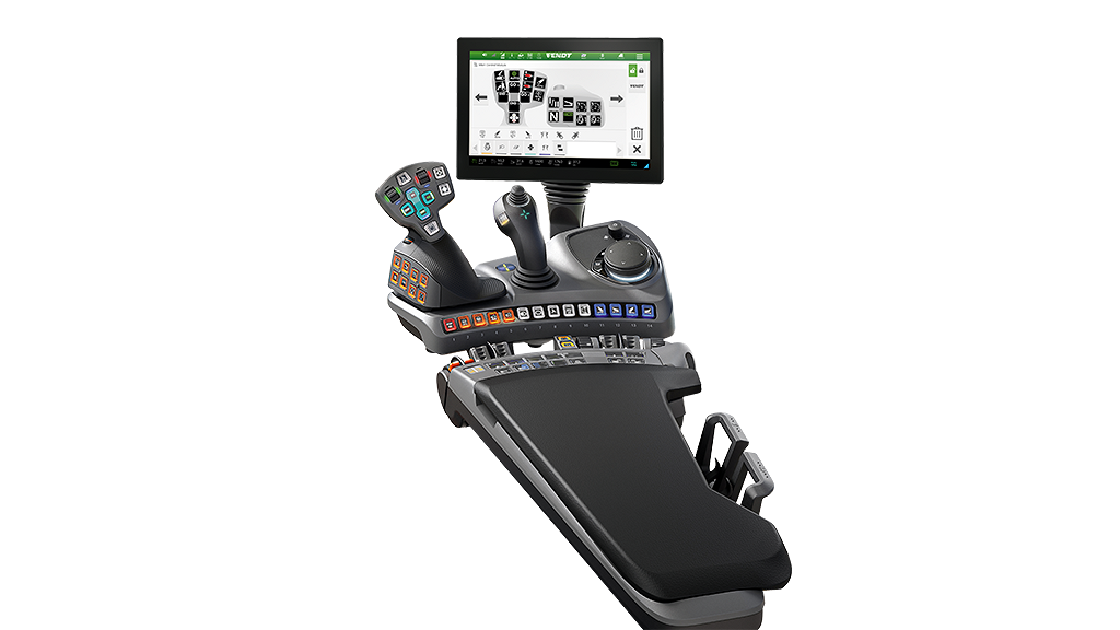 Vue d'un accoudoir Fendt en finition Power+ Setting 2