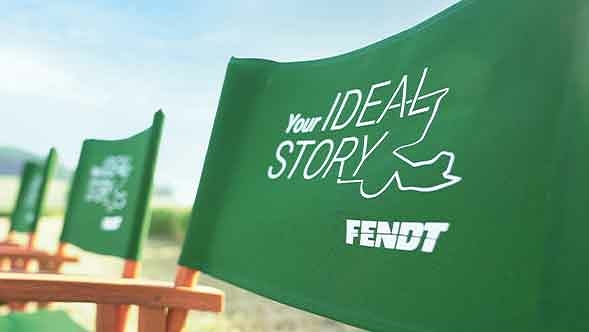 Zöld összecsukható székek „Your Fendt IDEAL Story” felirattal