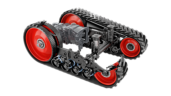 A hevederes futómű Fendt 1100 Vario MT ábrája Fendt 1100 Vario MT hevederes járószerkezetének CGI ábrázolása