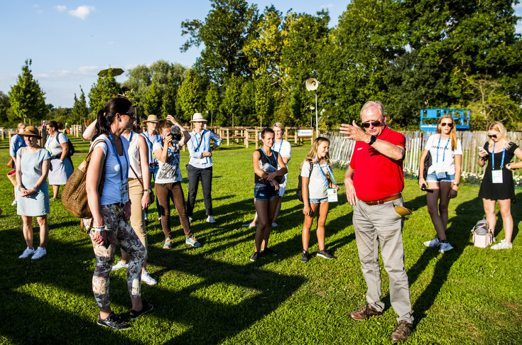 Course designer Rüdiger Schwarz takes journalists and bloggers on a walking tour around the course.