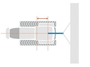 Graphic of the pivoting drawbar when driving straight