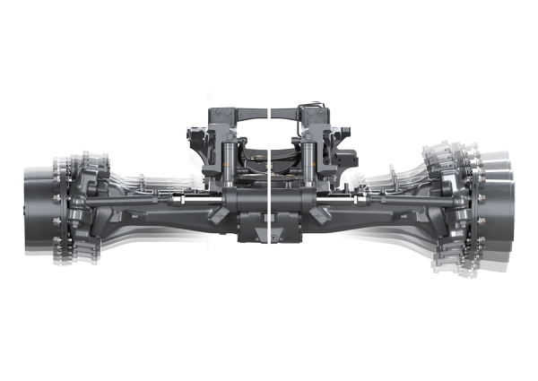 Front axle suspension Illustration of how the front axle suspension oscillates