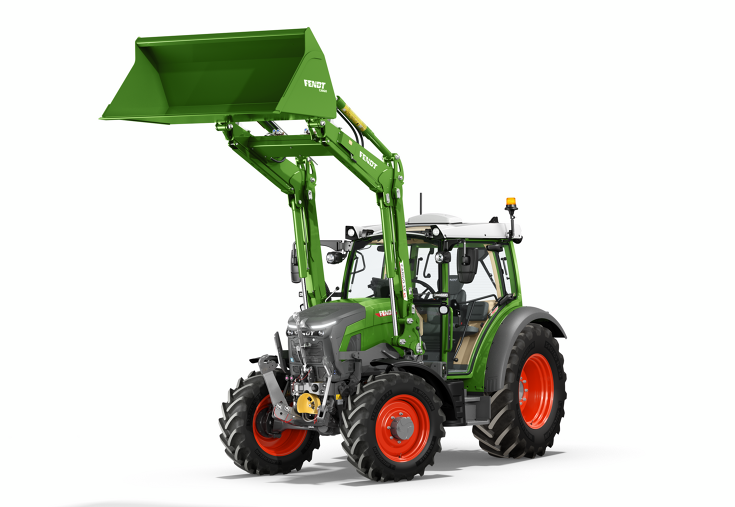 Fendt e107 Vario with front loader Fendt e107 Vario with raised front loader