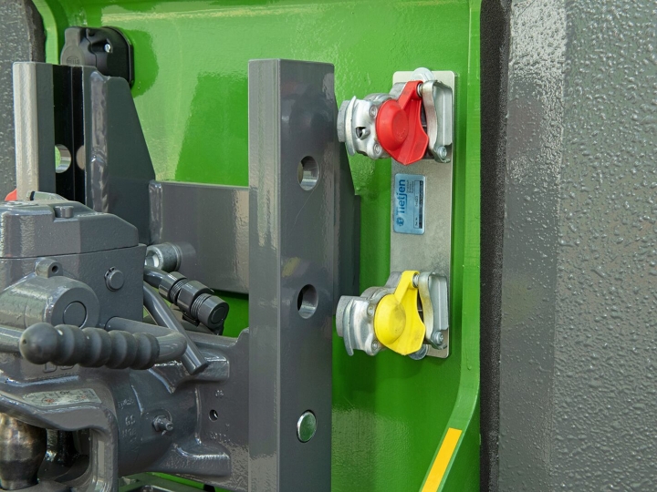 Close-up of the compressed air brake system