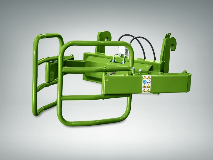 Green round and square bale tine on light grey background